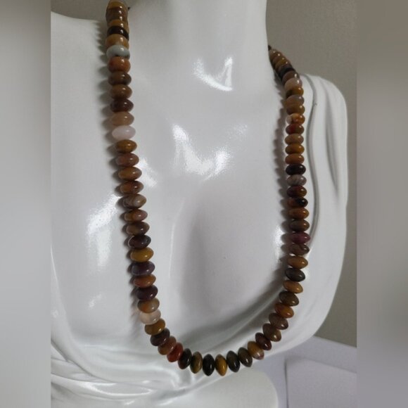 Vintage Boho Lagenlook Brown Tan Quartz Beaded Natural Gemstone Strand Necklace - Picture 7 of 8